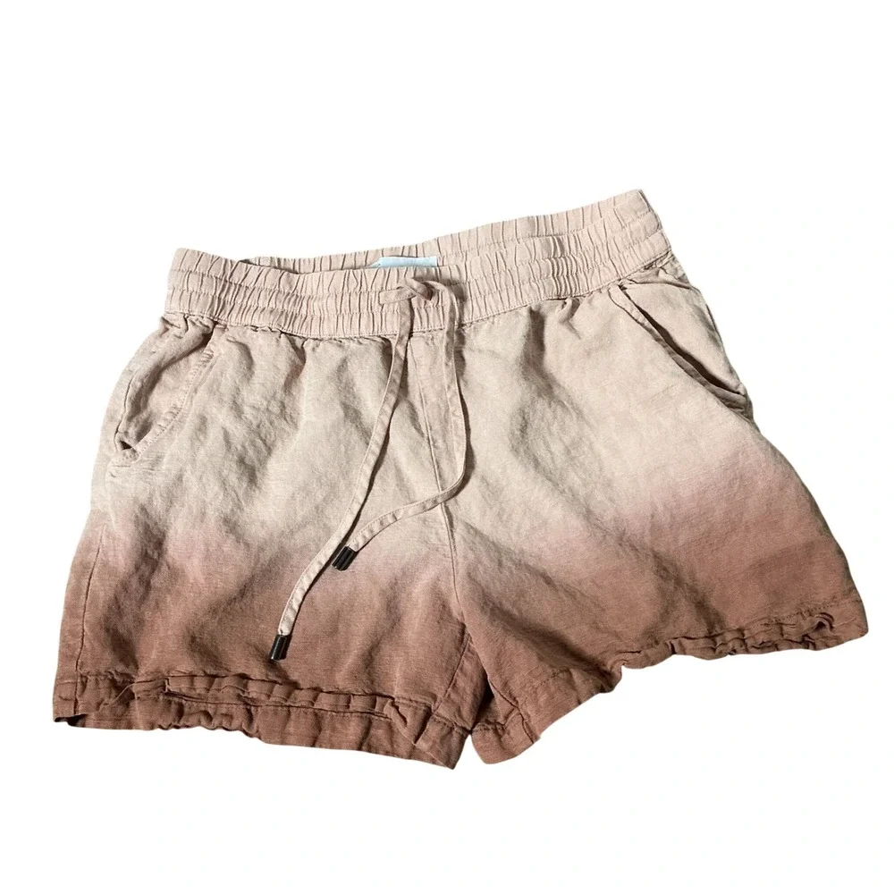C&C California Ombre Linen Shorts Womens M Pink Dip Dye Coastal Boho Summer
